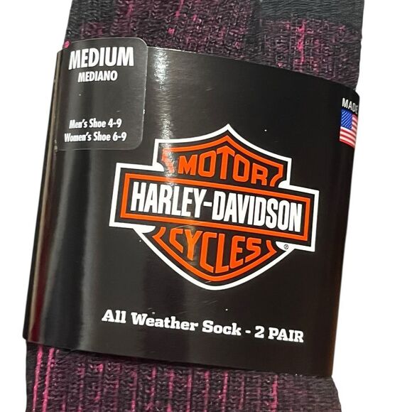 Harley-Davidson Women’s Black and Fuchsia Riding Boot Socks, 2 Pairs, NWT - Picture 2 of 6